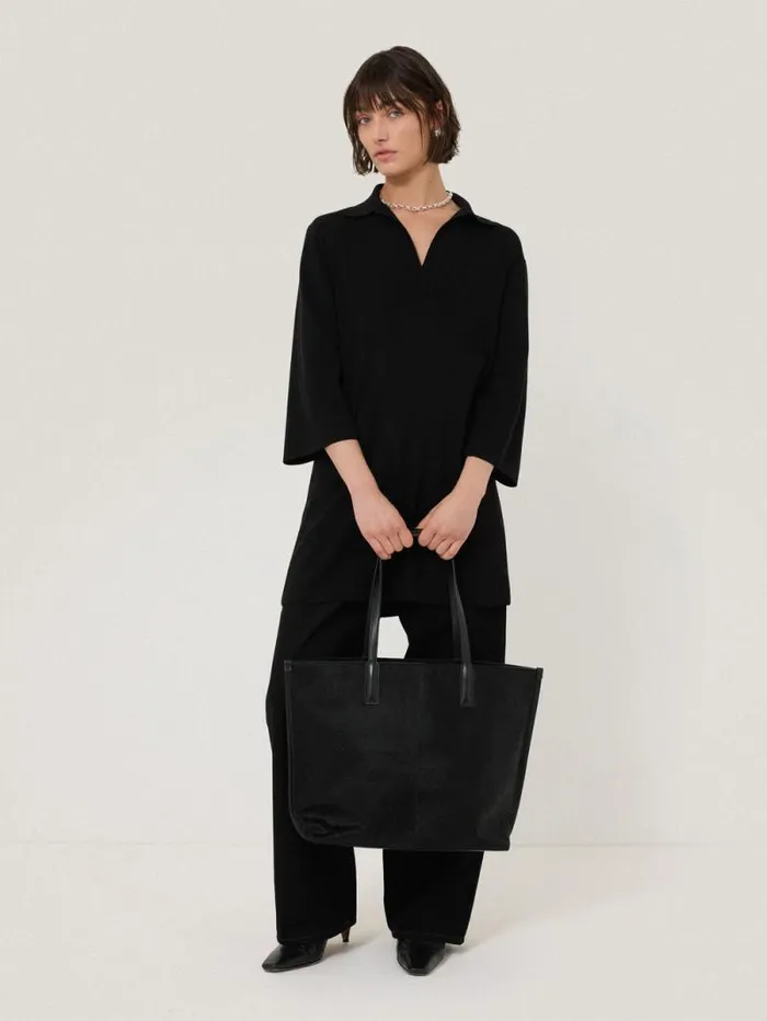 Knitted Kaftan Tunic Black Women Jigsaw Dresses and Jumpsuits