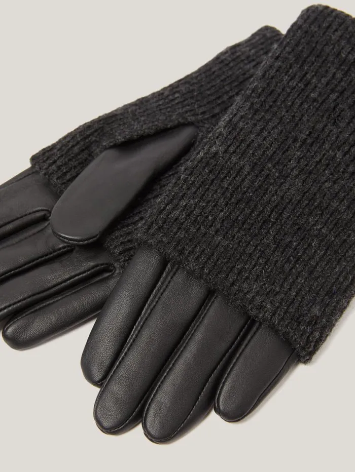 Knitted Leather Glove Black Women Jigsaw Wallets and Card Holders