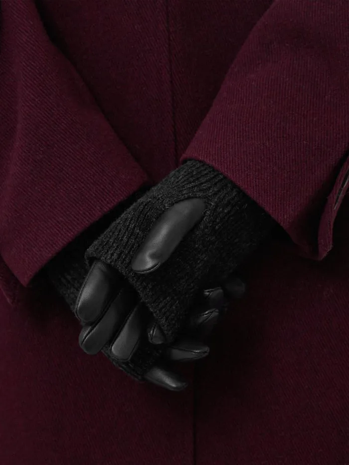Knitted Leather Glove Black Women Jigsaw Wallets and Card Holders