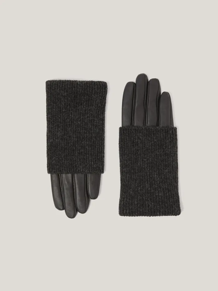 Knitted Leather Glove Black Women Jigsaw Wallets and Card Holders