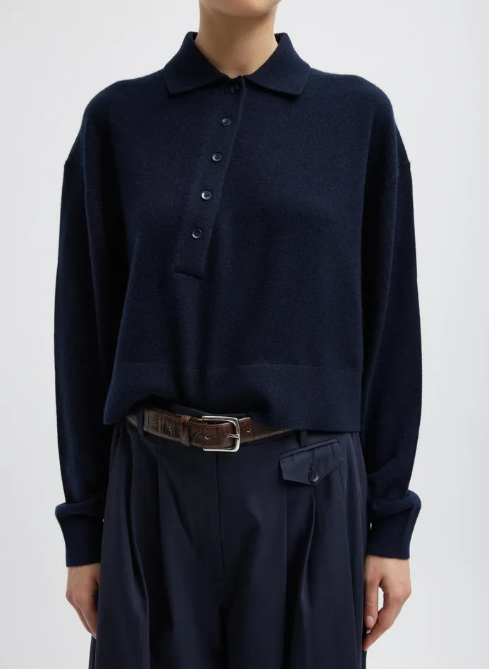 Knitwear and Sweatshirts Women Tibi Washable Cashmere Easy Polo Cropped Sweater