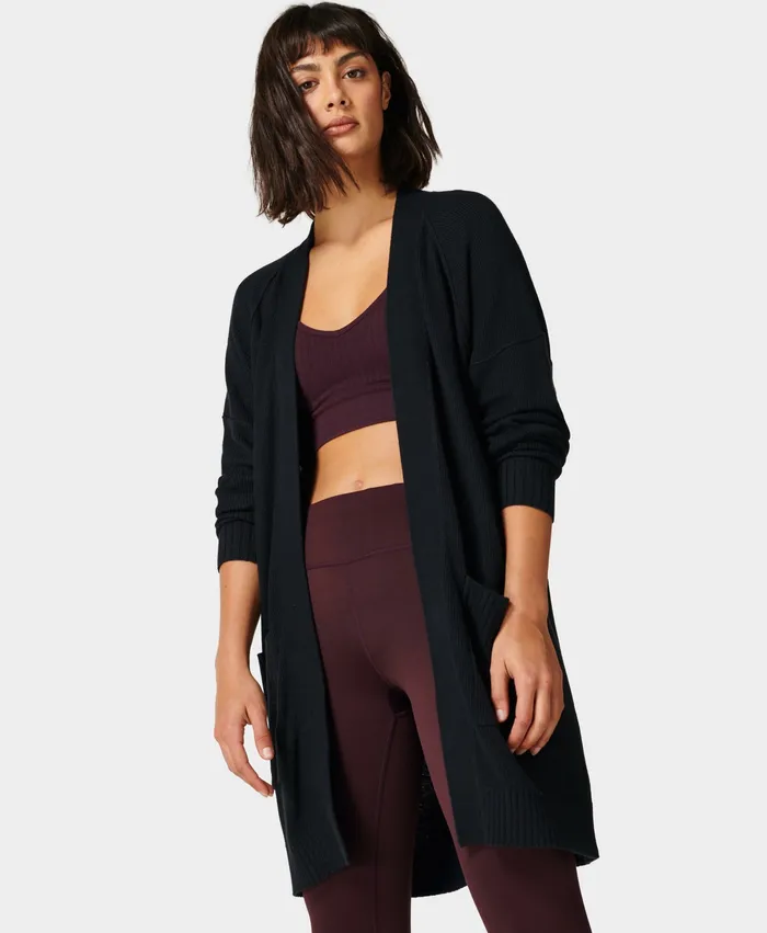 Knitwear Women Sweaty Betty Solace Cashmere Blend Cardigan Black