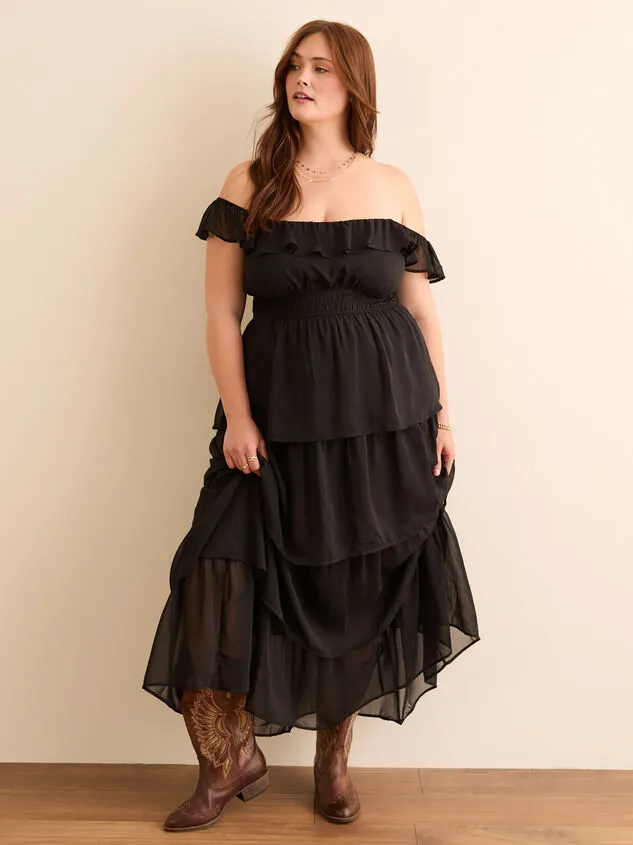 Kylie Ruffle Maxi Dress Black Women Altar039d State Dresses