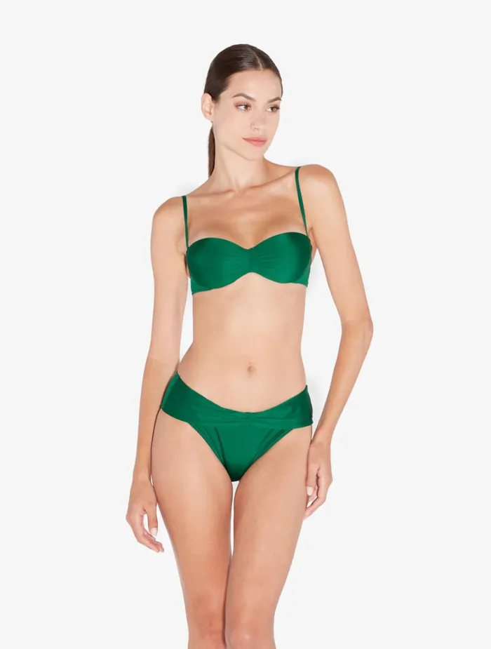 La Perla Bikini Brief In Green With Draped Waist Women Bikinis