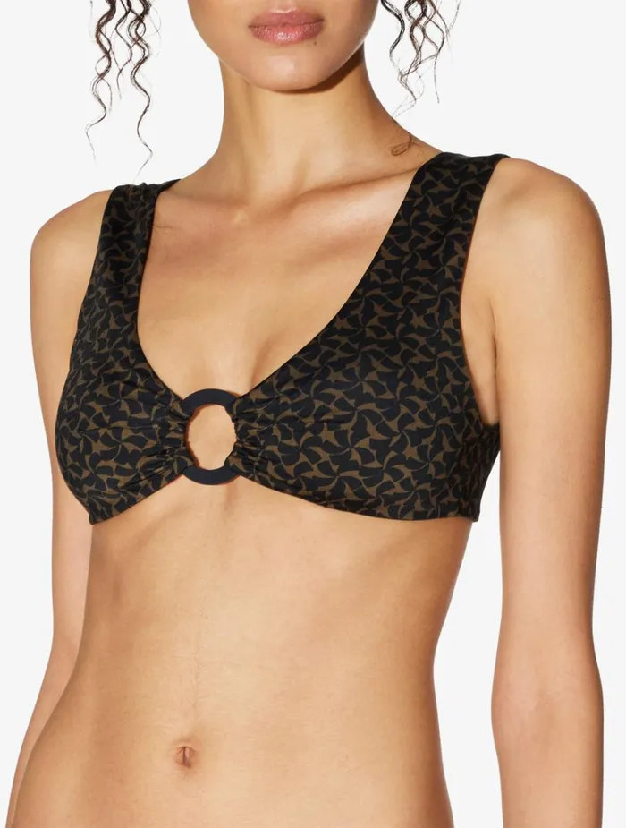La Perla Bralette Bikini Top In Dark Green And Black Women Bikinis