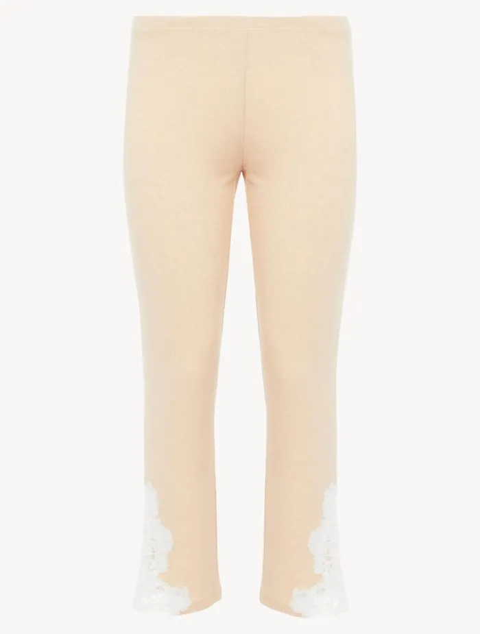 La Perla Cashmere Blend Ribbed Trousers In Halo With Frastaglio Women Pajamas