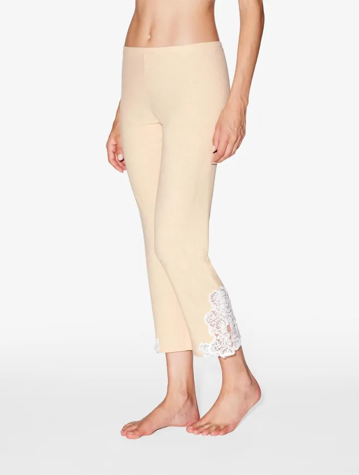 La Perla Cashmere Blend Ribbed Trousers In Halo With Frastaglio Women Pajamas