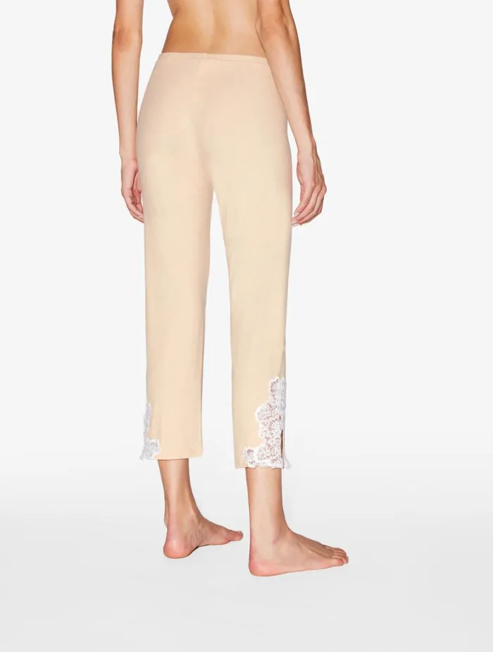 La Perla Cashmere Blend Ribbed Trousers In Halo With Frastaglio Women Pajamas