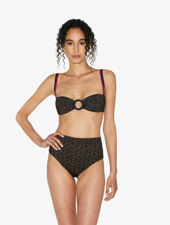 La Perla Highwaisted Belted Bikini Briefs In Dark Green And Black Women Bikinis