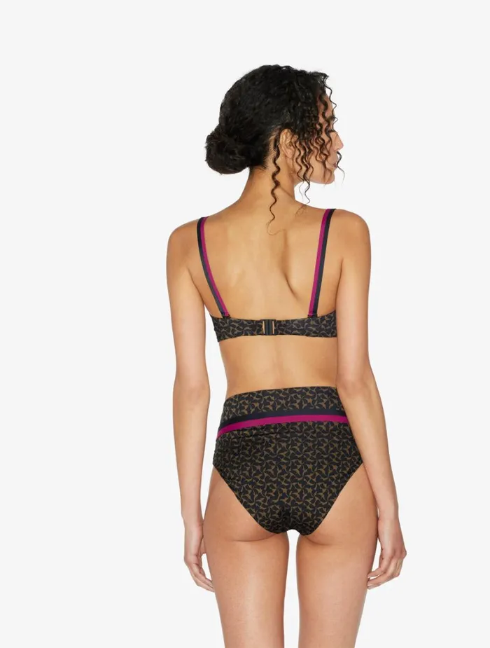 La Perla Highwaisted Belted Bikini Briefs In Dark Green And Black Women Bikinis