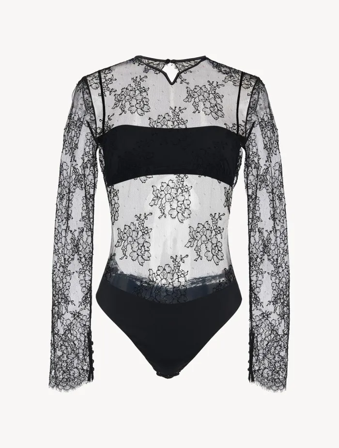 La Perla Lace Bodysuit In Black Women Bodysuits and Bustiers
