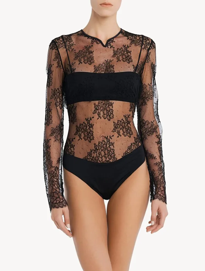 La Perla Lace Bodysuit In Black Women Bodysuits and Bustiers