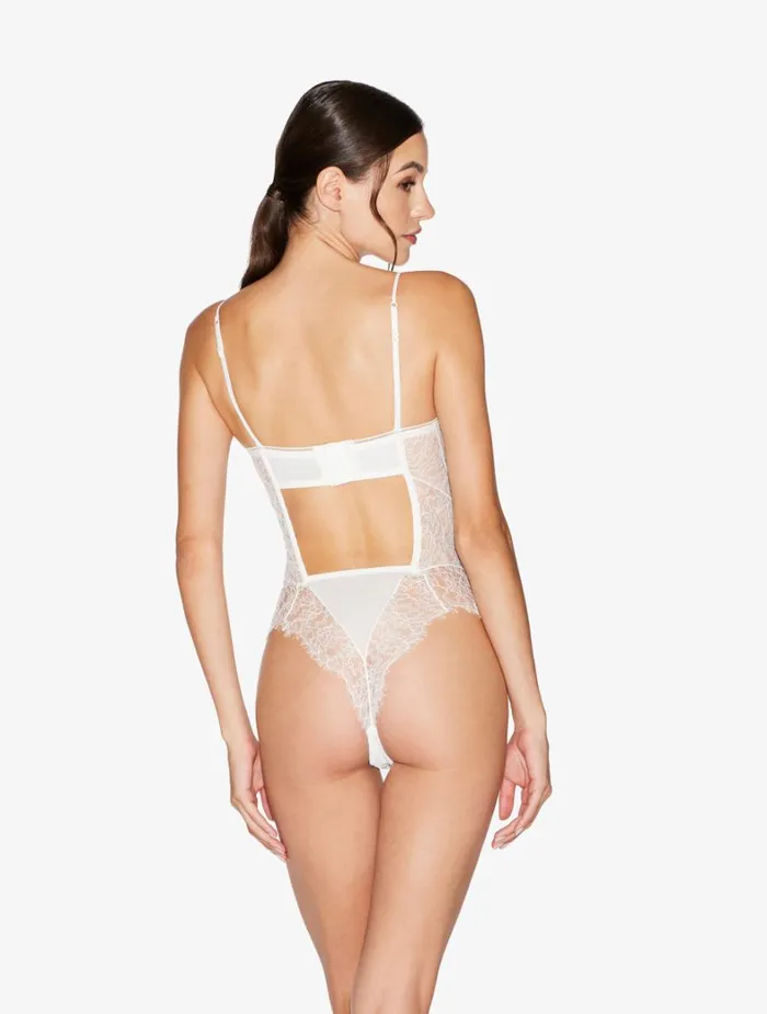 La Perla Lace Bodysuit In Natural Women Bodysuits and Bustiers