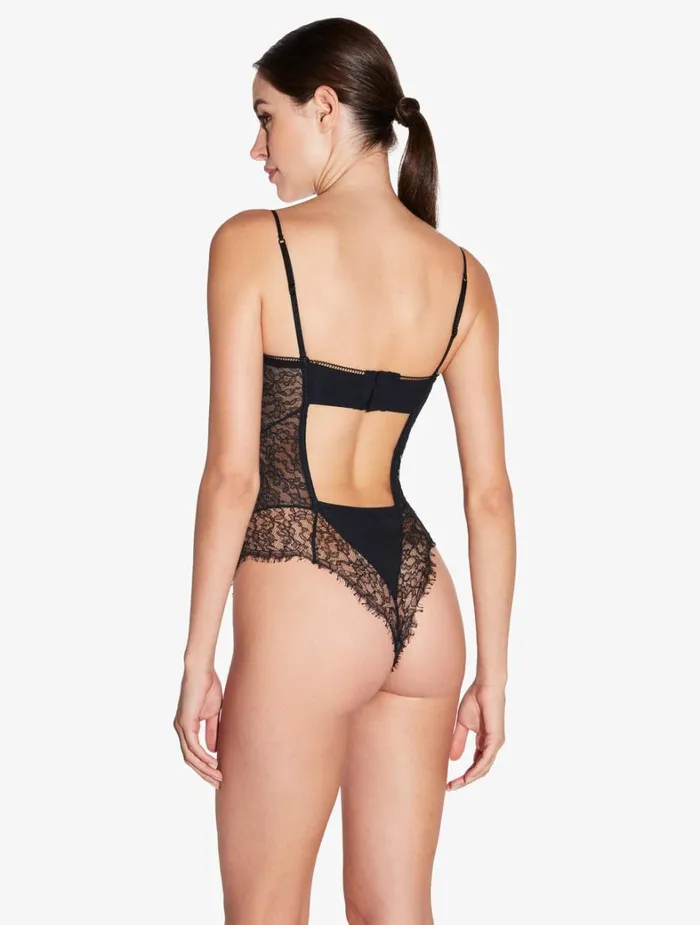 La Perla Lace Bodysuit In Onyx Women Bodysuits and Bustiers
