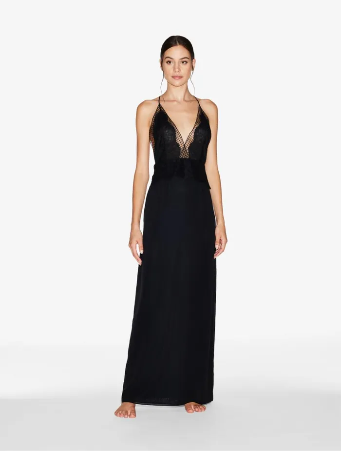 La Perla Long Silk Nightgown With Leavers Lace Women Slips and Dresses