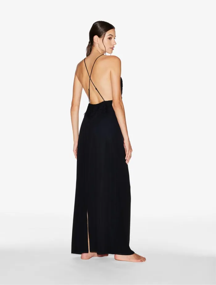 La Perla Long Silk Nightgown With Leavers Lace Women Slips and Dresses