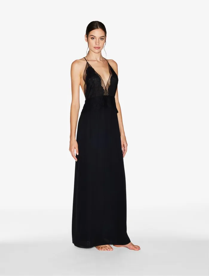 La Perla Long Silk Nightgown With Leavers Lace Women Slips and Dresses