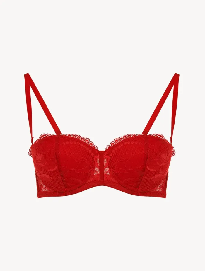 La Perla Luxury Lace Bandeau Bra In Red Women Bandeau