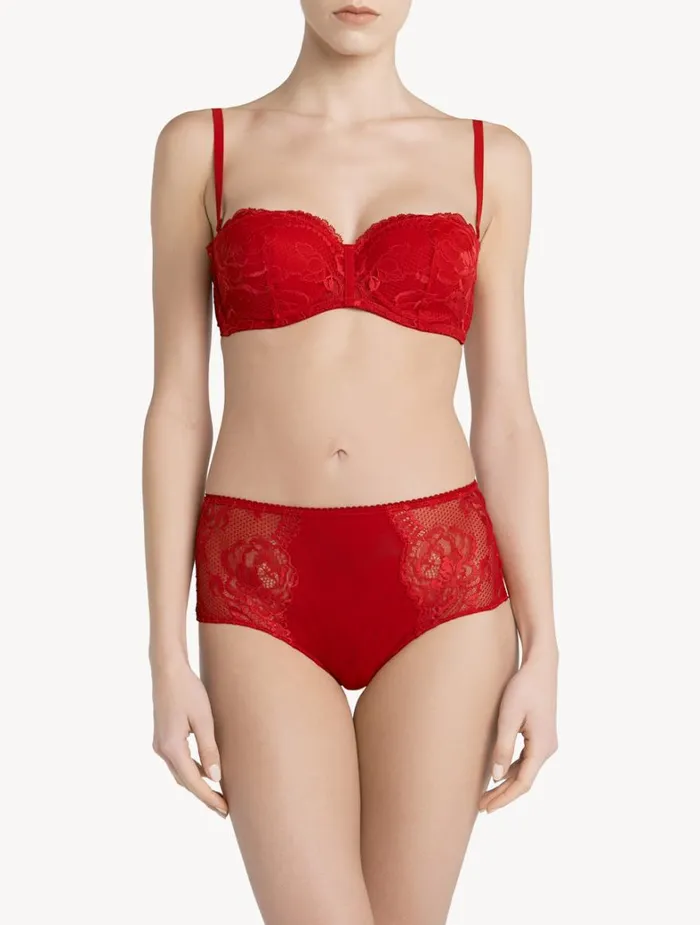 La Perla Luxury Lace Bandeau Bra In Red Women Bandeau
