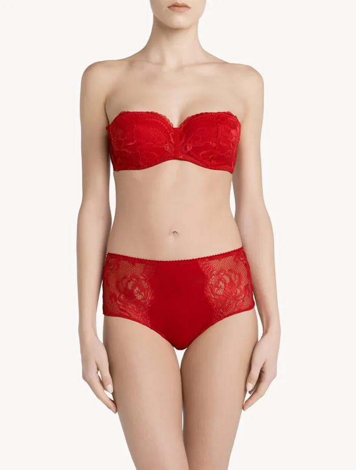 La Perla Luxury Lace Bandeau Bra In Red Women Bandeau