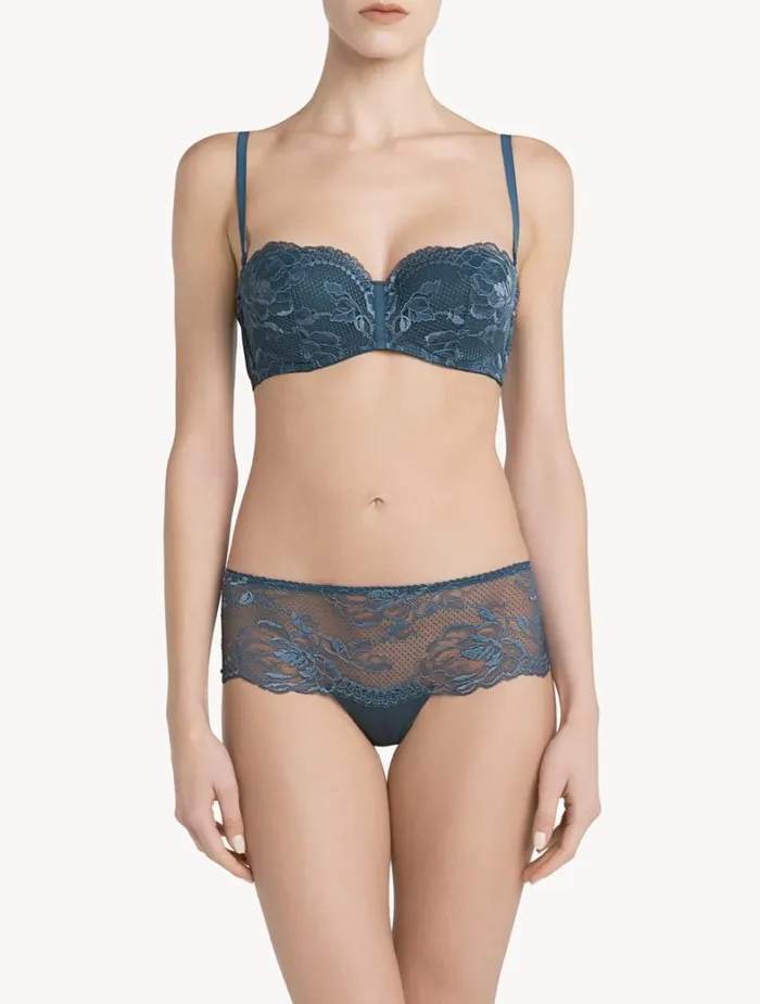 La Perla Luxury Lace Boyshort Panties In Dark Blue Women Hipster