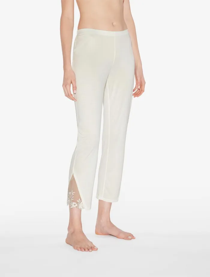 La Perla Luxury Modal Pajama Trousers In OffWhite and Tulle Women Pajamas