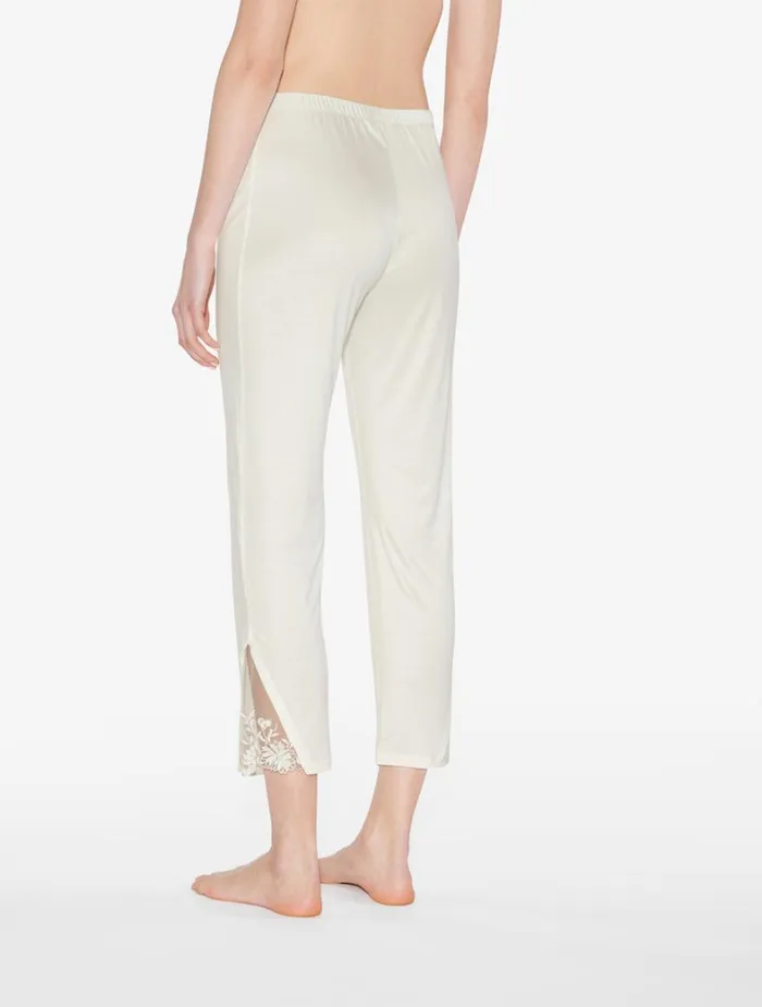 La Perla Luxury Modal Pajama Trousers In OffWhite and Tulle Women Pajamas