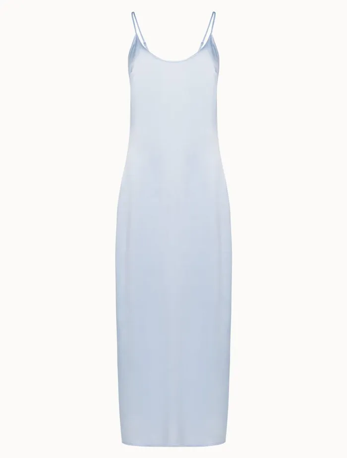 La Perla Luxury Silk Long Slip In Azure Women Slips and Dresses