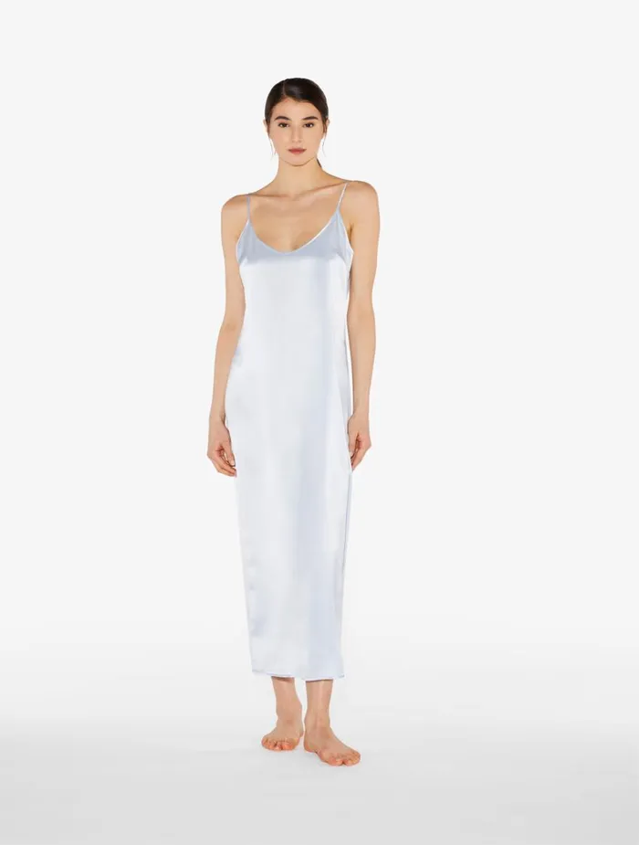La Perla Luxury Silk Long Slip In Azure Women Slips and Dresses