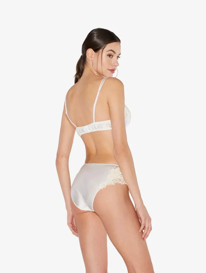 La Perla Luxury Silk MidRise Panties In White With Frastaglio Women Midrise
