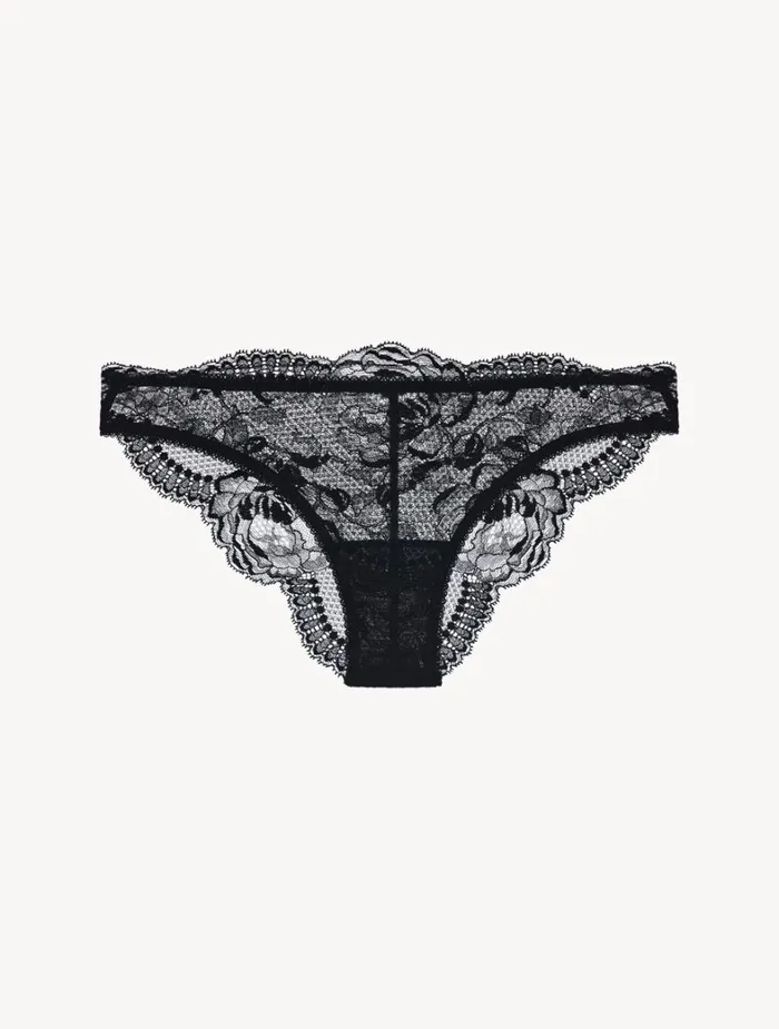 La Perla Luxury Stretch Lace And Tulle Brazilian Panties In Black Women Brazilian