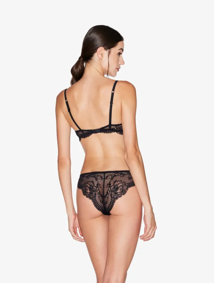 La Perla Luxury Stretch Lace And Tulle Brazilian Panties In Black Women Brazilian