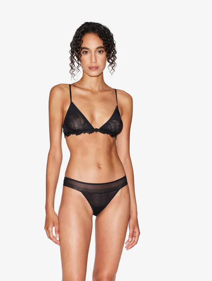 La Perla Luxury Stretch Tulle Brazilian Panties In Black Women Brazilian