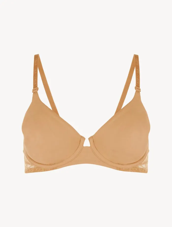 La Perla Lycra Underwired Bra In Nude With Chantilly Lace Women Tshirt