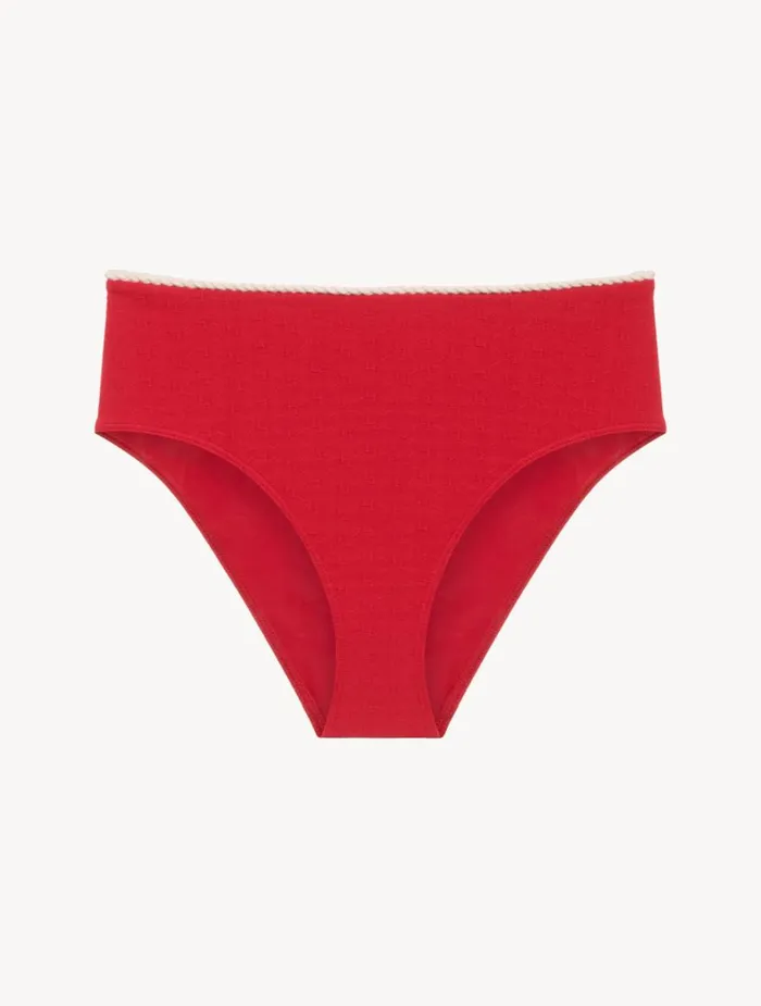 La Perla Monogram High Waist Bikini Brief In Red Women Bikinis