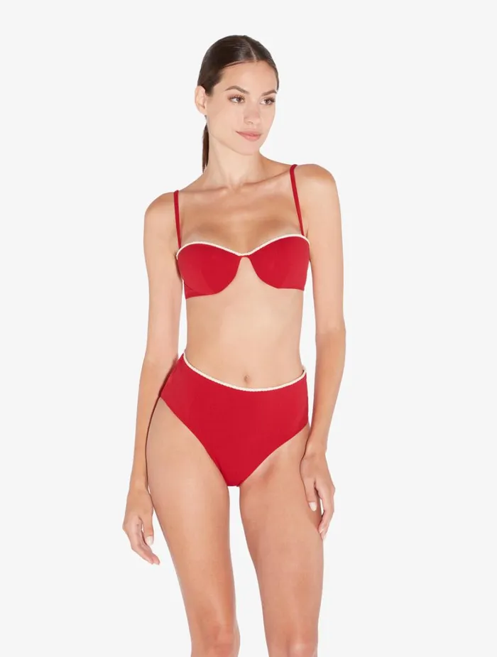 La Perla Monogram High Waist Bikini Brief In Red Women Bikinis