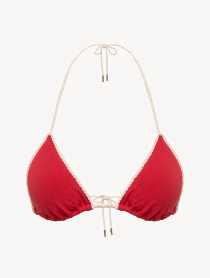 La Perla Monogram Triangle Bikini Top In Red Women Bikinis