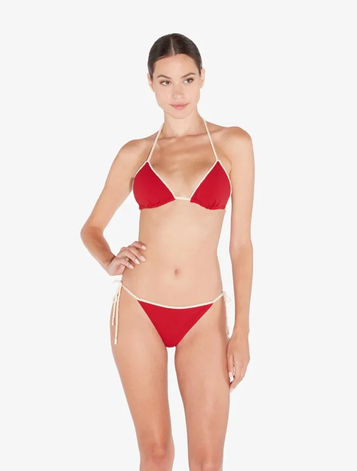 La Perla Monogram Triangle Bikini Top In Red Women Bikinis