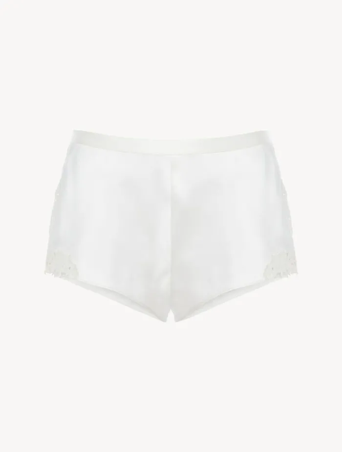 La Perla Offwhite Silk Sleep Shorts With Macram Frastaglio Women Pajamas