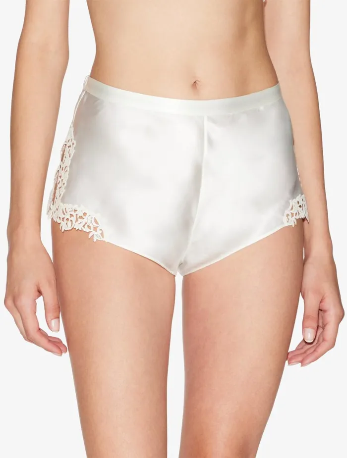 La Perla Offwhite Silk Sleep Shorts With Macram Frastaglio Women Pajamas