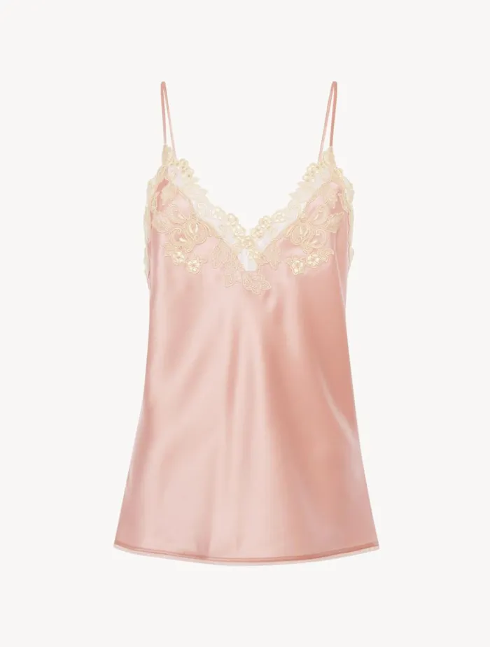 La Perla Pink Silk Camisole With Frastaglio Women Camisoles