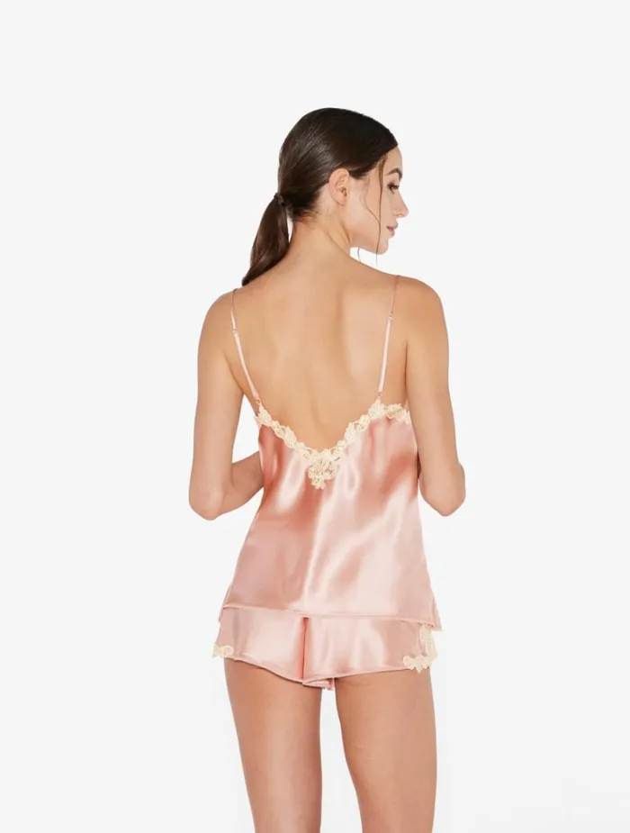 La Perla Pink Silk Camisole With Frastaglio Women Camisoles