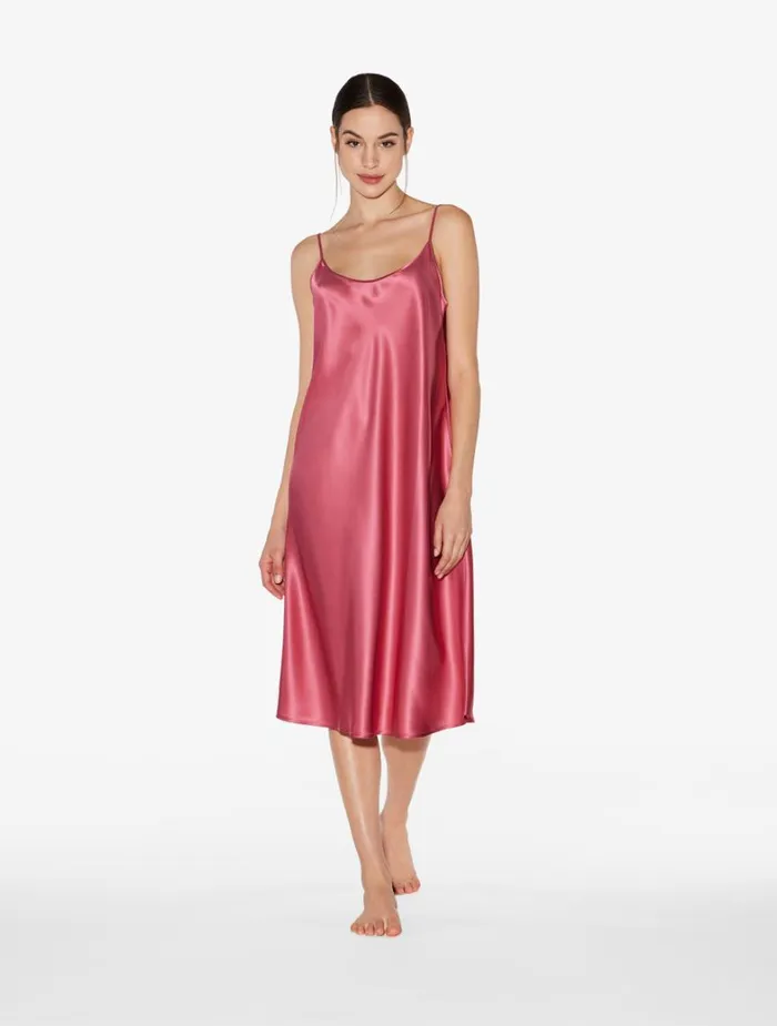 La Perla Silk Midi Nightdress In Wild Orchid Women Slips and Dresses