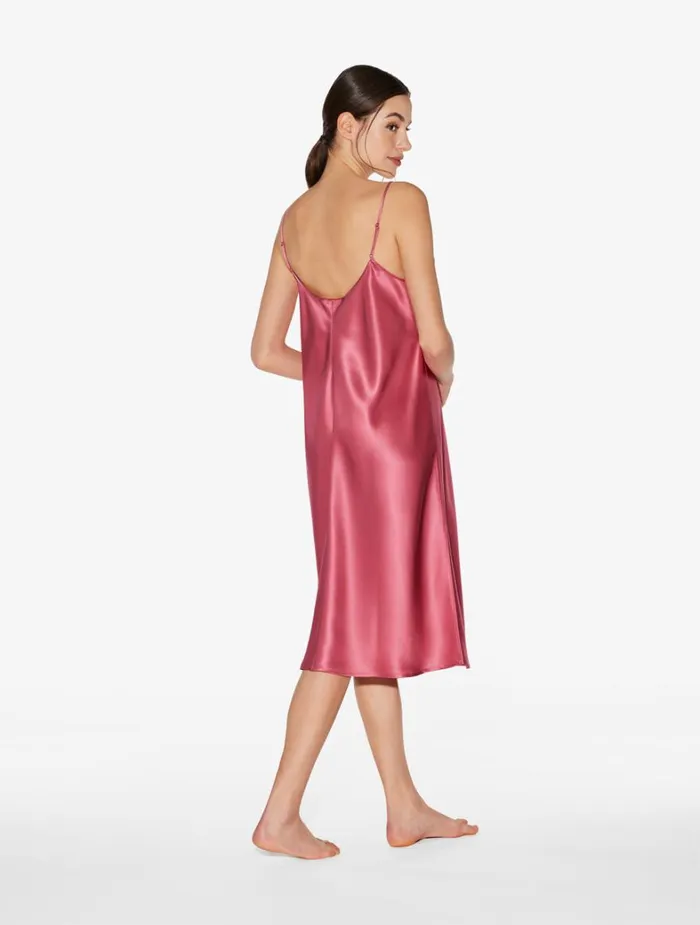 La Perla Silk Midi Nightdress In Wild Orchid Women Slips and Dresses