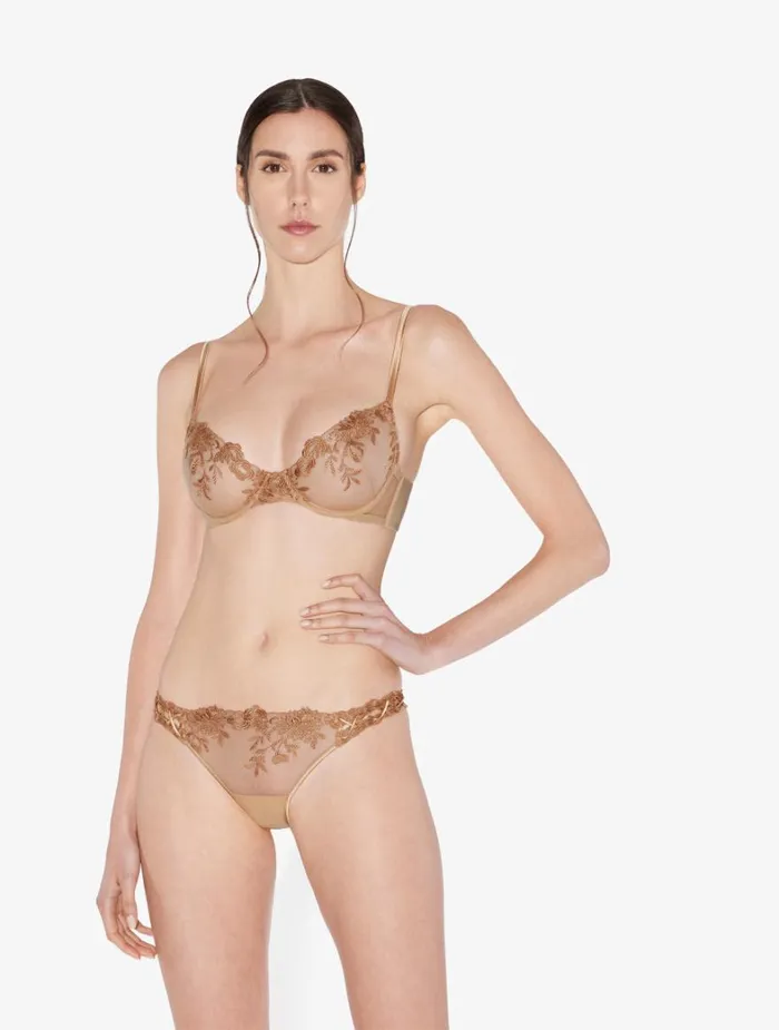 La Perla Underwired Bra In Beige Lycra With Embroidered Tulle Women Underwired