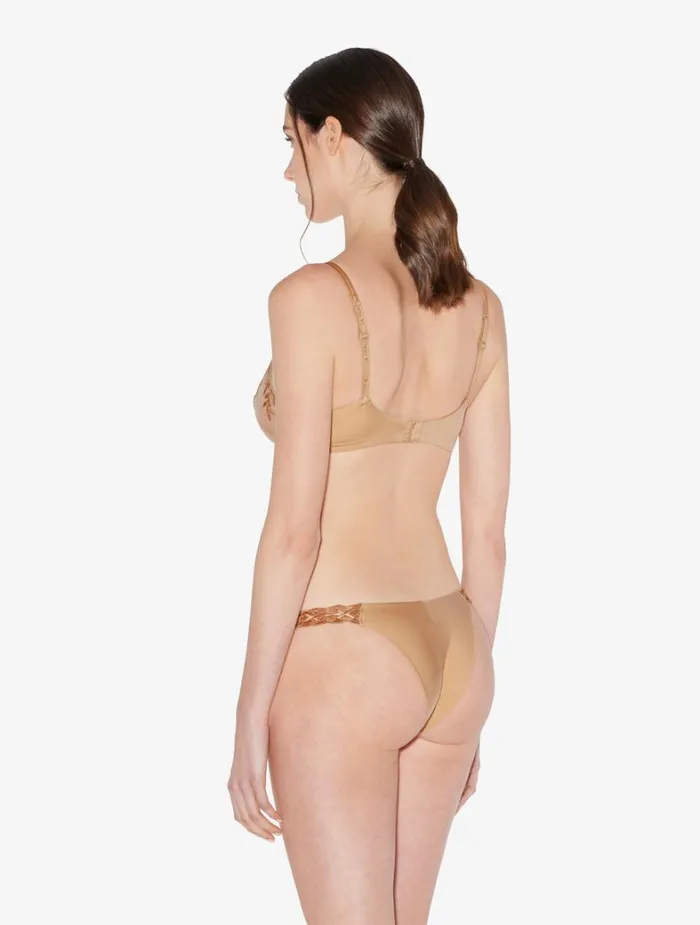 La Perla Underwired Bra In Beige Lycra With Embroidered Tulle Women Underwired
