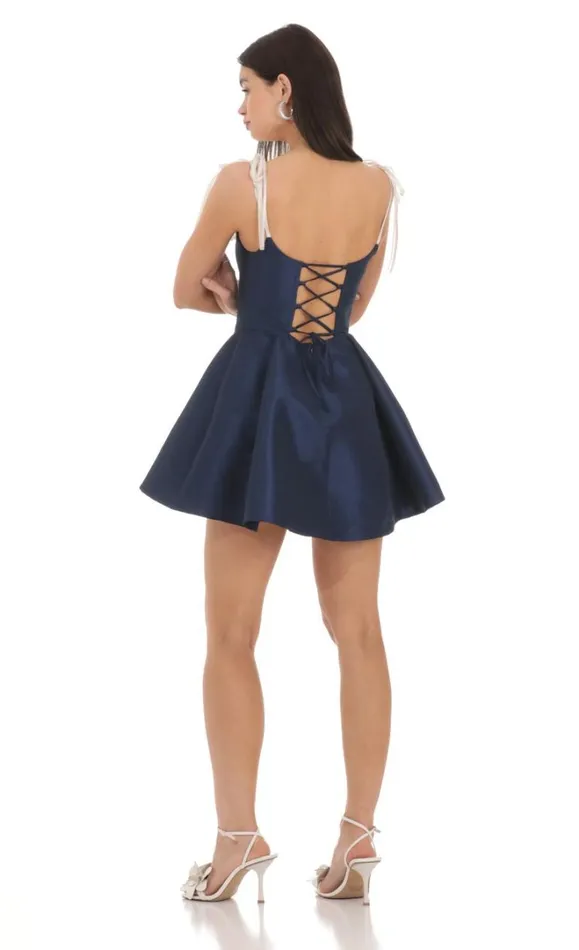 Lace Trim Fit And Flare Dress Navy Women LUCY IN THE SKY Mini Dresses Lace Trim Fit And Flare Dress Navy Women LUCY IN THE SKY Mini Dresses