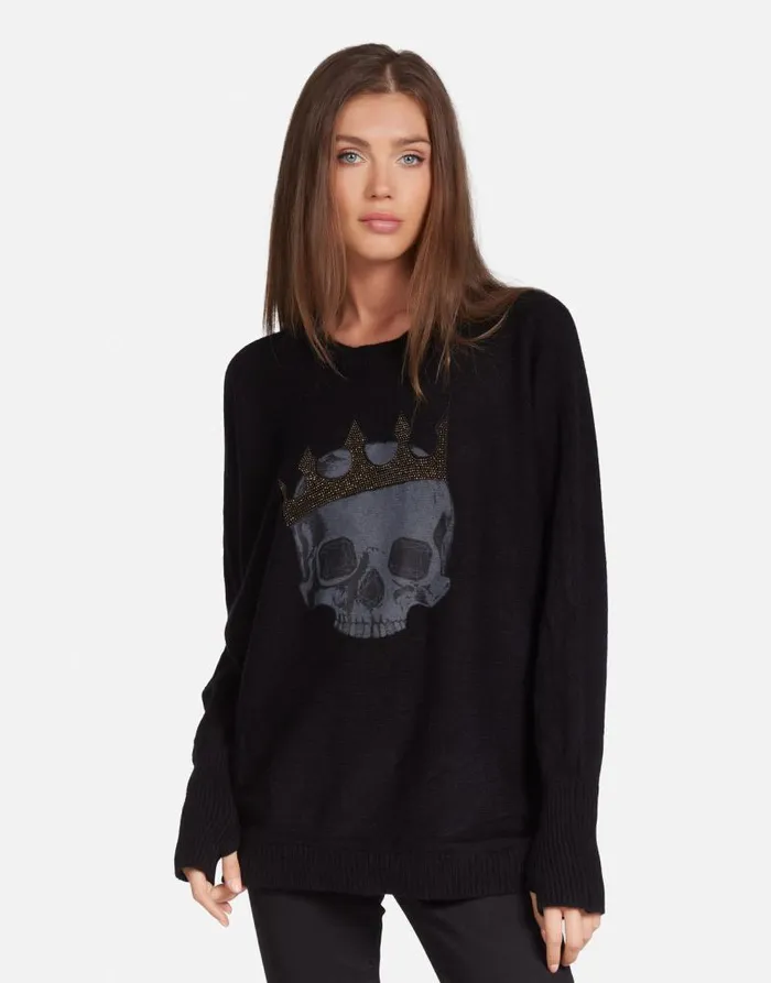 Ladona Diamond Royal Skull Black Women Lauren Moshi Long Sleeve