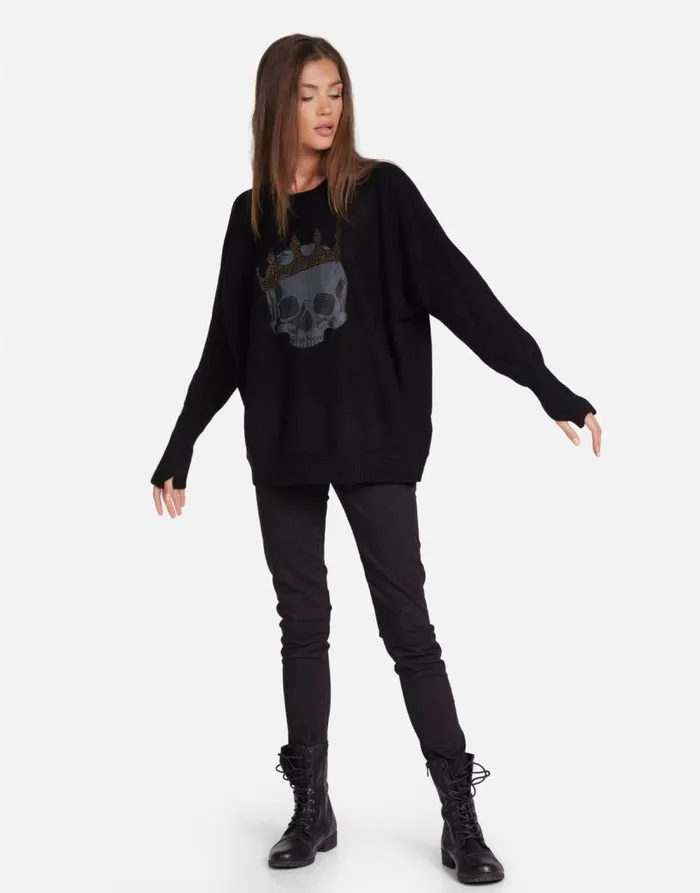 Ladona Diamond Royal Skull Black Women Lauren Moshi Long Sleeve