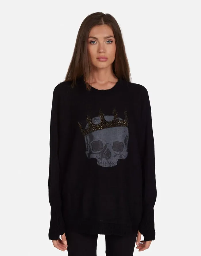 Ladona Diamond Royal Skull Black Women Lauren Moshi Long Sleeve